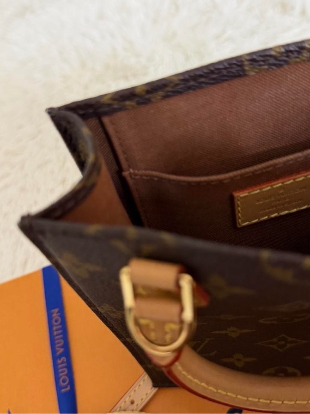 Louis Vuitton Brown Monogram Mini Tote with Tan Handles and Gold Hardware - Picture 3 of 5